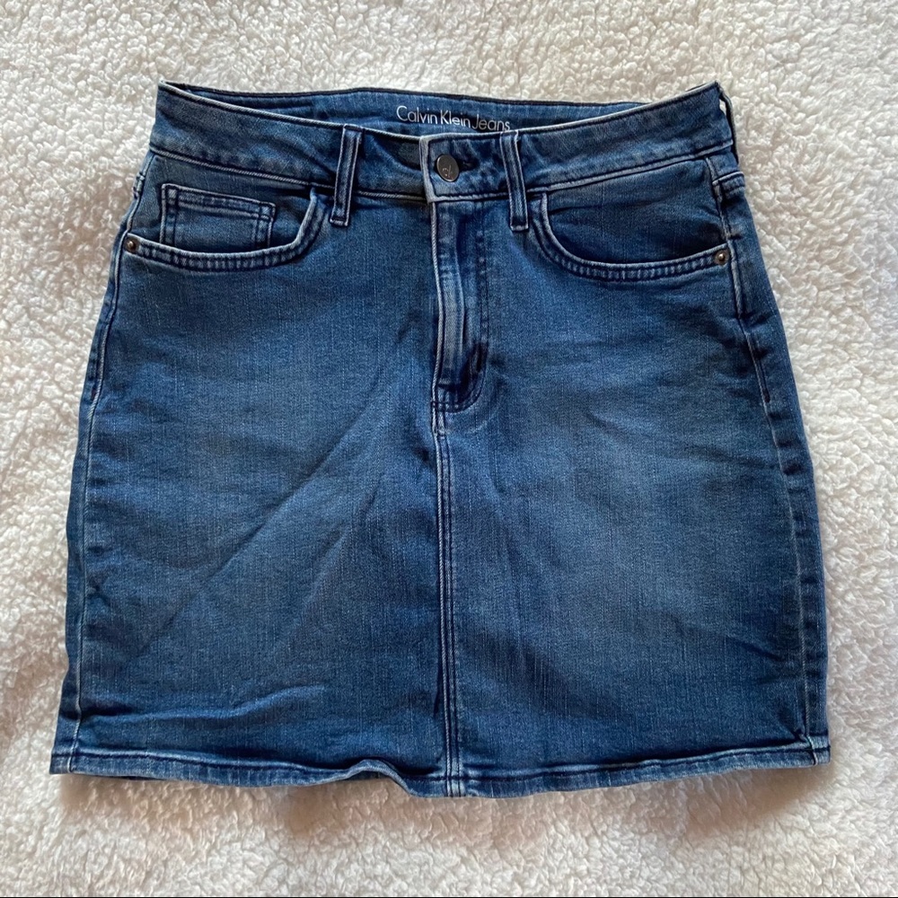 calvin klein denim mini skirt